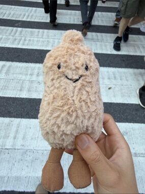 Jellycat Beige Furry Plush with Brown Knit Legs peanut